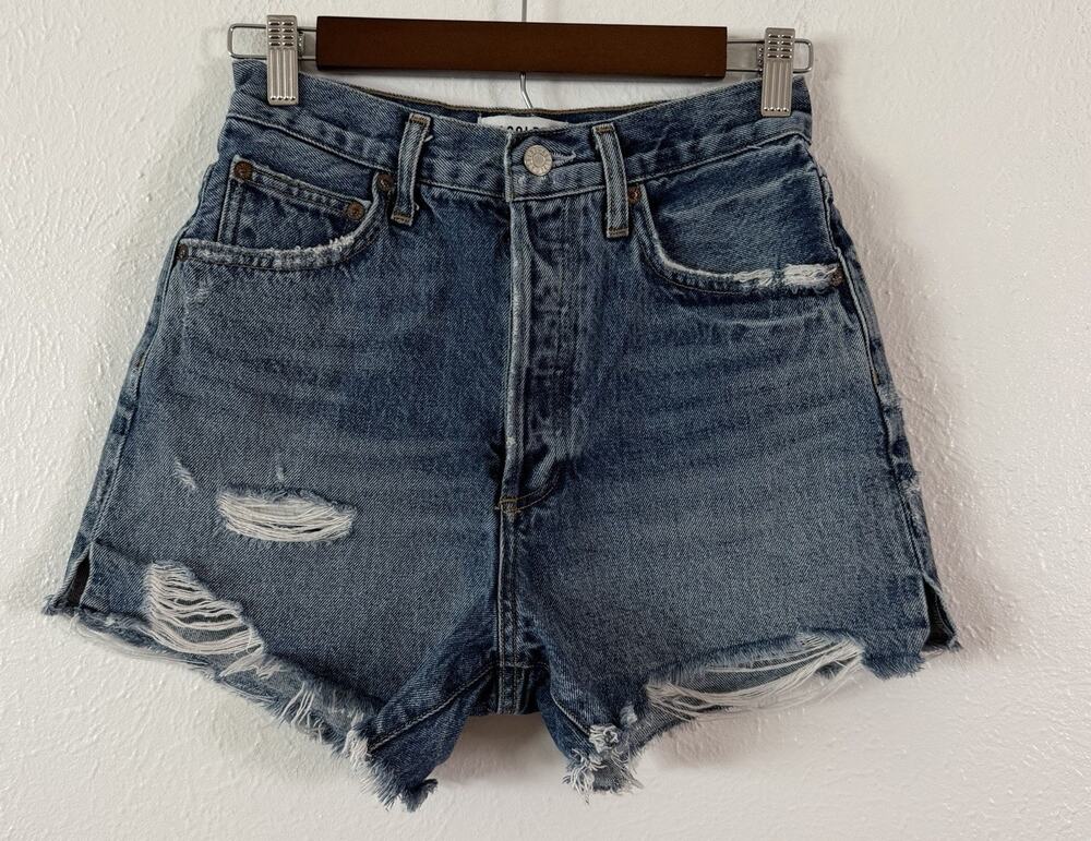 AGOLDE Dee Denim Shorts Women’s Size 25 Blue High Rise Distressed